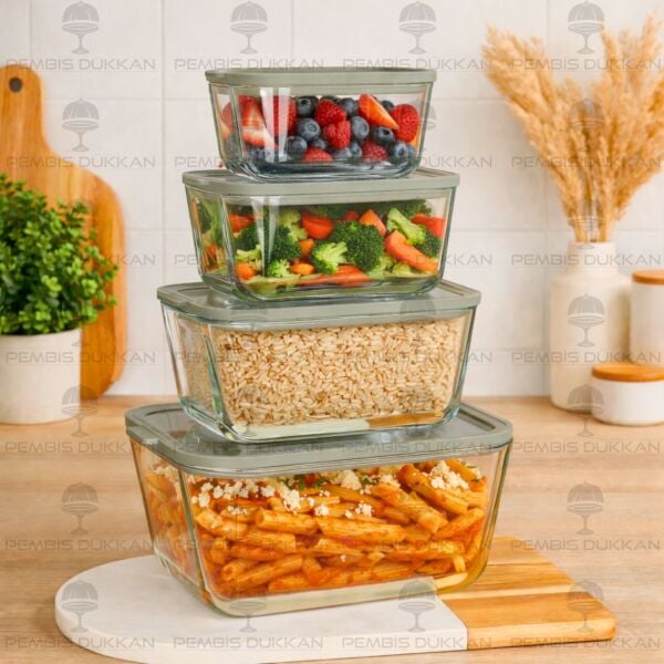 HIELO GRİ 4 LÜ CAM VAKUMLU SAKLAMA KABI (6664)