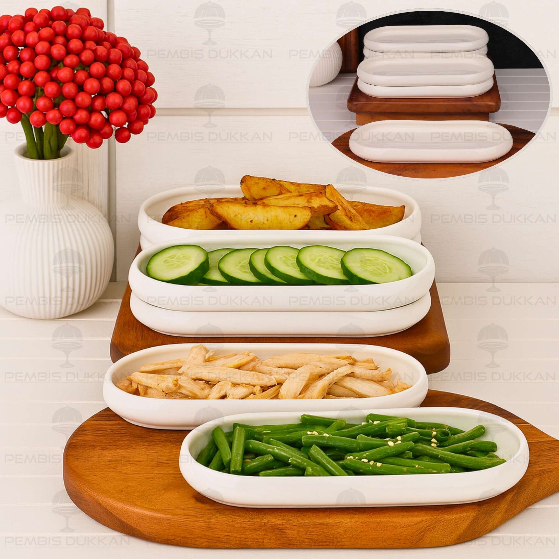 1 ADET VENTO Mien OVAL PORSELEN DAR UZUN KAHVALTILIK KASE (25073)