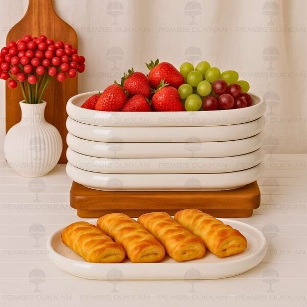 1 ADET VENTO Mien OVAL PORSELEN MASA ORTASI KAHVALTILIK ARA SERVİS (25072)