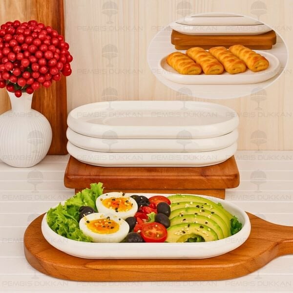 1 ADET VENTO Mien OVAL PORSELEN MASA ORTASI KAHVALTILIK ARA SERVİS (25072)