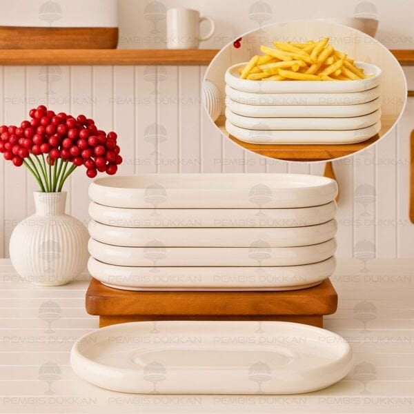 1 ADET VENTO Mien OVAL PORSELEN MASA ORTASI KAHVALTILIK ARA SERVİS (25072)