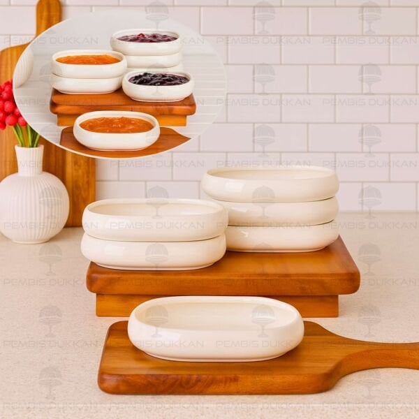 1 ADET VENTO Mien OVAL PORSELEN DÜZ KÜÇÜK KAHVALTILIK KASE (25069)