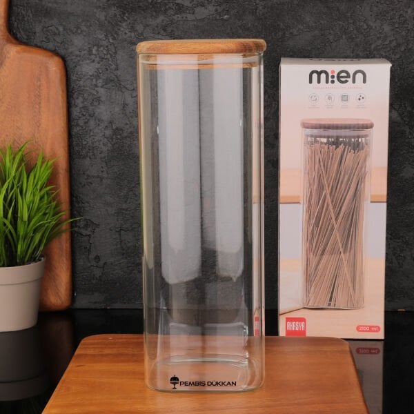 KAREN 2100ML AKASYA KAPAKLI, DÜZ KAVANOZ (BOR058)