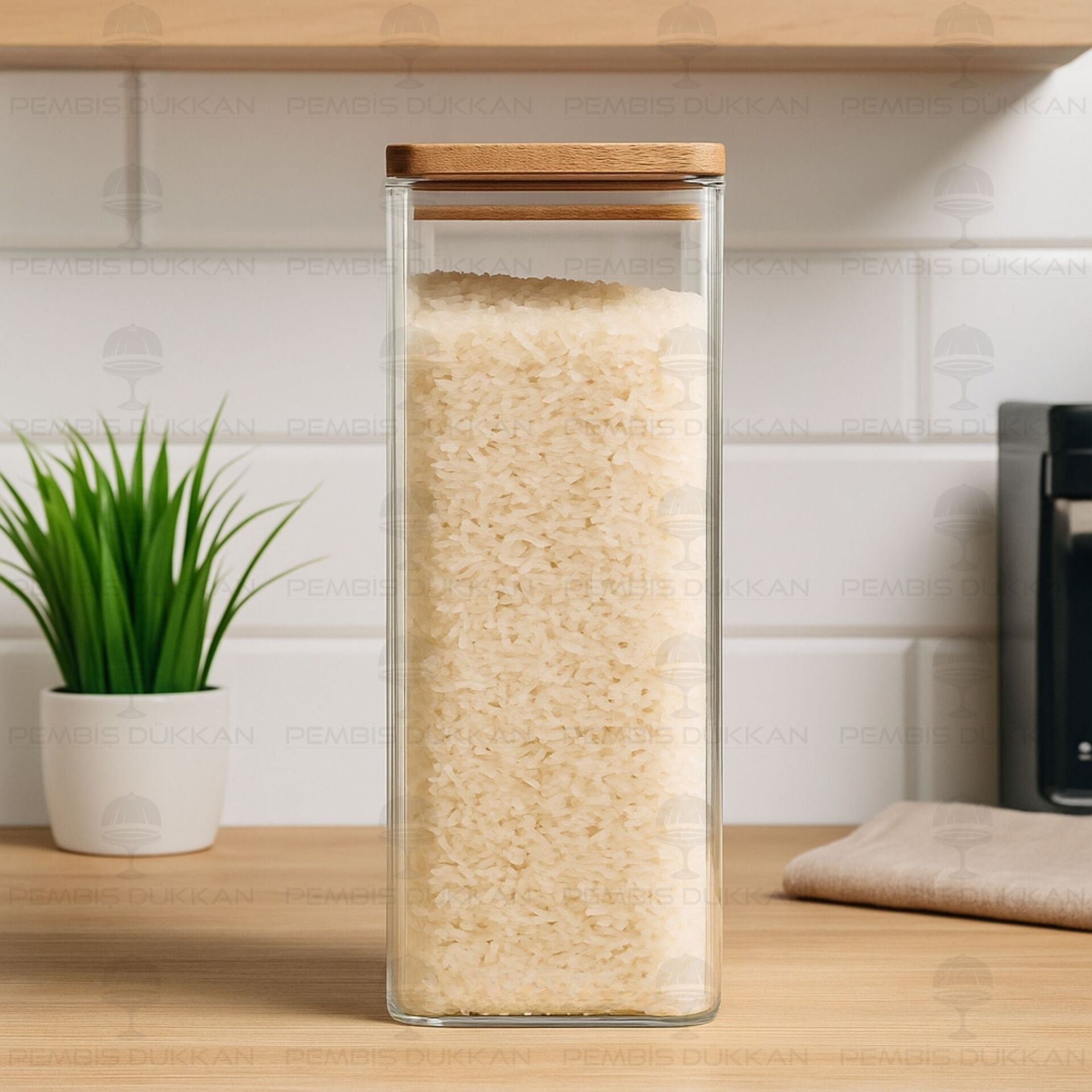 KAREN 2100ML AKASYA KAPAKLI, DÜZ KAVANOZ (BOR058)