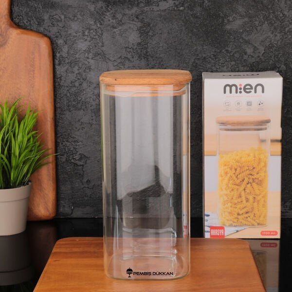 KAREN 1700ML AKASYA KAPAKLI, DÜZ KAVANOZ (BOR057)