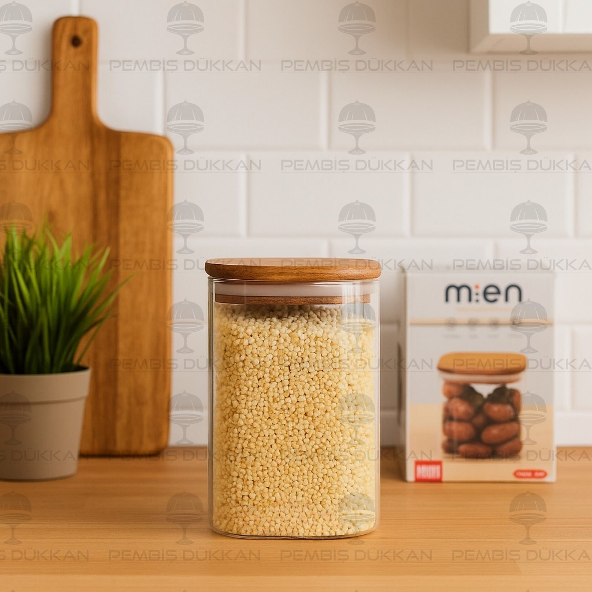 KAREN 1050ML AKASYA KAPAKLI, DÜZ KAVANOZ (BOR055)