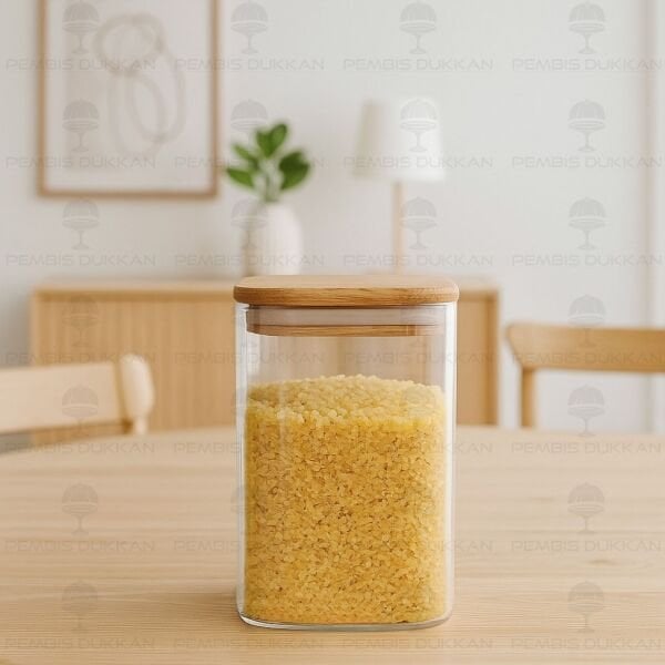 KAREN 1050ML AKASYA KAPAKLI, DÜZ KAVANOZ (BOR055)