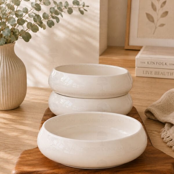 1 ADET VENTO Mien 22CM PORSELEN DERİN MASA ORTASI SALATA & MEZE SERVİS (25064)
