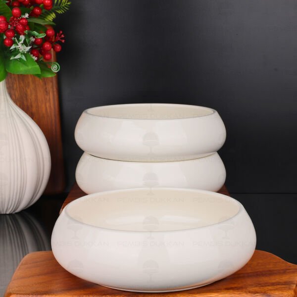 1 ADET VENTO Mien 22CM PORSELEN DERİN MASA ORTASI SALATA & MEZE SERVİS (25064)