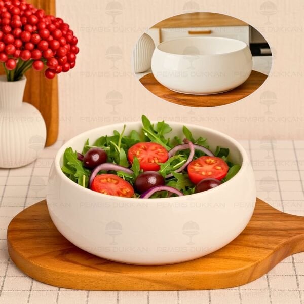 1 ADET VENTO Mien 22CM PORSELEN DERİN MASA ORTASI SALATA & MEZE SERVİS (25064)