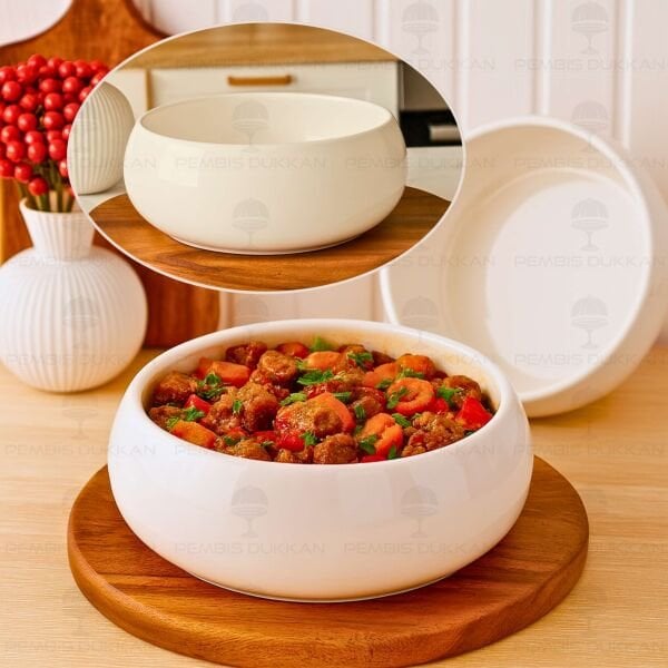 1 ADET VENTO Mien 22CM PORSELEN DERİN MASA ORTASI SALATA & MEZE SERVİS (25064)