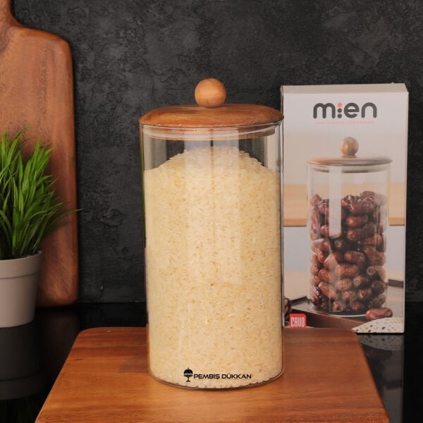 Cavo 1550ml Akasya Kapaklı, Top Uçlu Düz Kavanoz (Bor083)