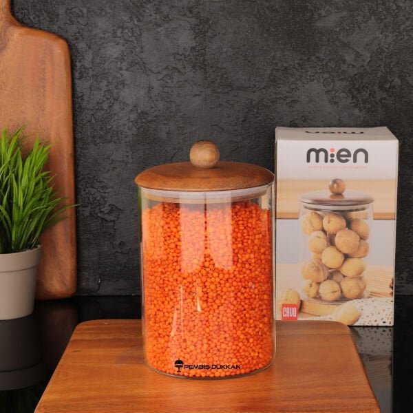 1 ADET 1150ML TOP UÇLU  AKASYA KAPAKLI KAVANOZ (BOR-082)