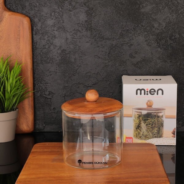 1 ADET 750ML TOP UÇLU  AKASYA KAPAKLI KAVANOZ (BOR-081)