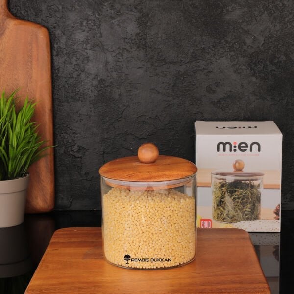 1 ADET 750ML TOP UÇLU  AKASYA KAPAKLI KAVANOZ (BOR-081)