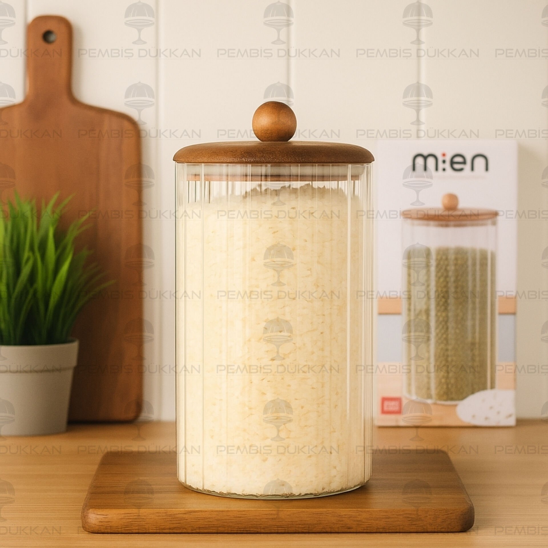 CAVO 1550ML AKASYA KAPAKLI, TOP UÇLU ÇİZGİLİ KAVANOZ (BOR086)