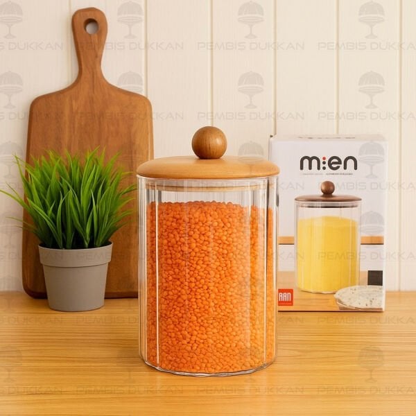 CAVO 1150ML AKASYA KAPAKLI, TOP UÇLU ÇİZGİLİ KAVANOZ (BOR085)