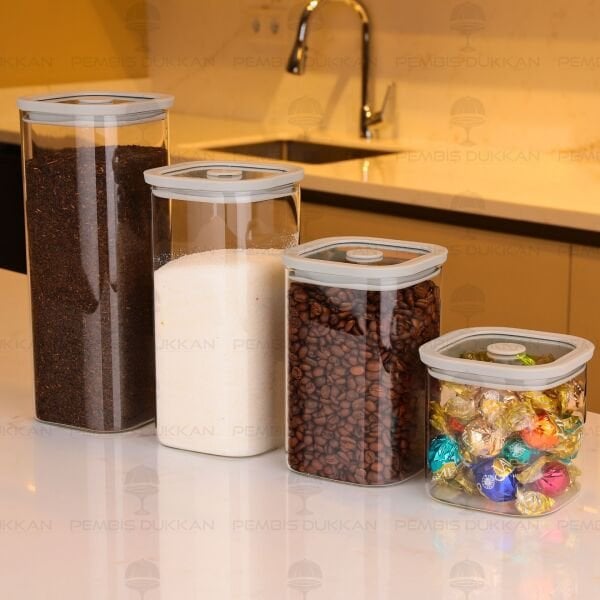 4LÜ GRİ SNUG TEZGAH ÜSTÜ KAVANOZ SET (6226-6227-6228-6229)