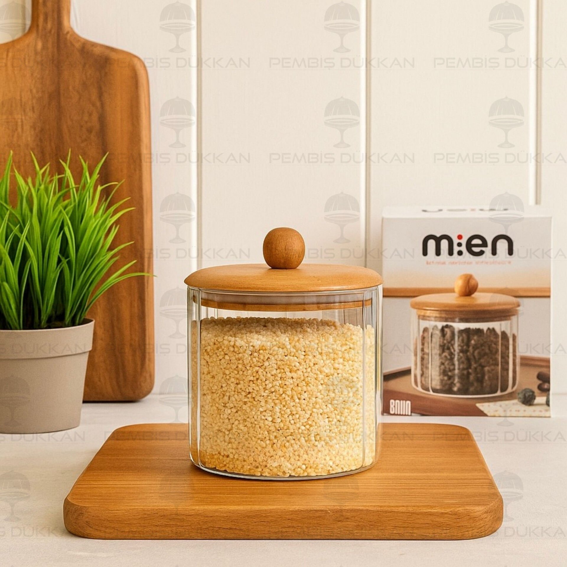 CAVO 750ML AKASYA KAPAKLI, TOP UÇLU ÇİZGİLİ KAVANOZ (BOR084)