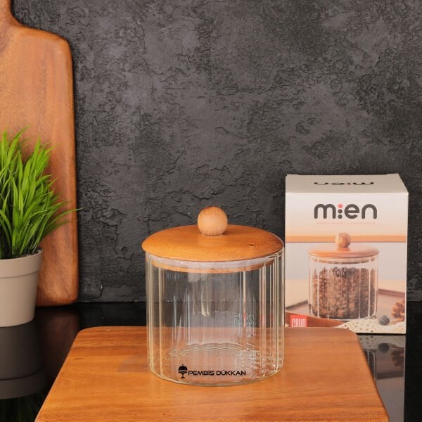 CAVO 750ML AKASYA KAPAKLI, TOP UÇLU ÇİZGİLİ KAVANOZ (BOR084)