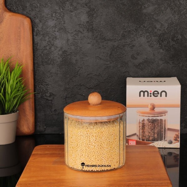 CAVO 750ML AKASYA KAPAKLI, TOP UÇLU ÇİZGİLİ KAVANOZ (BOR084)