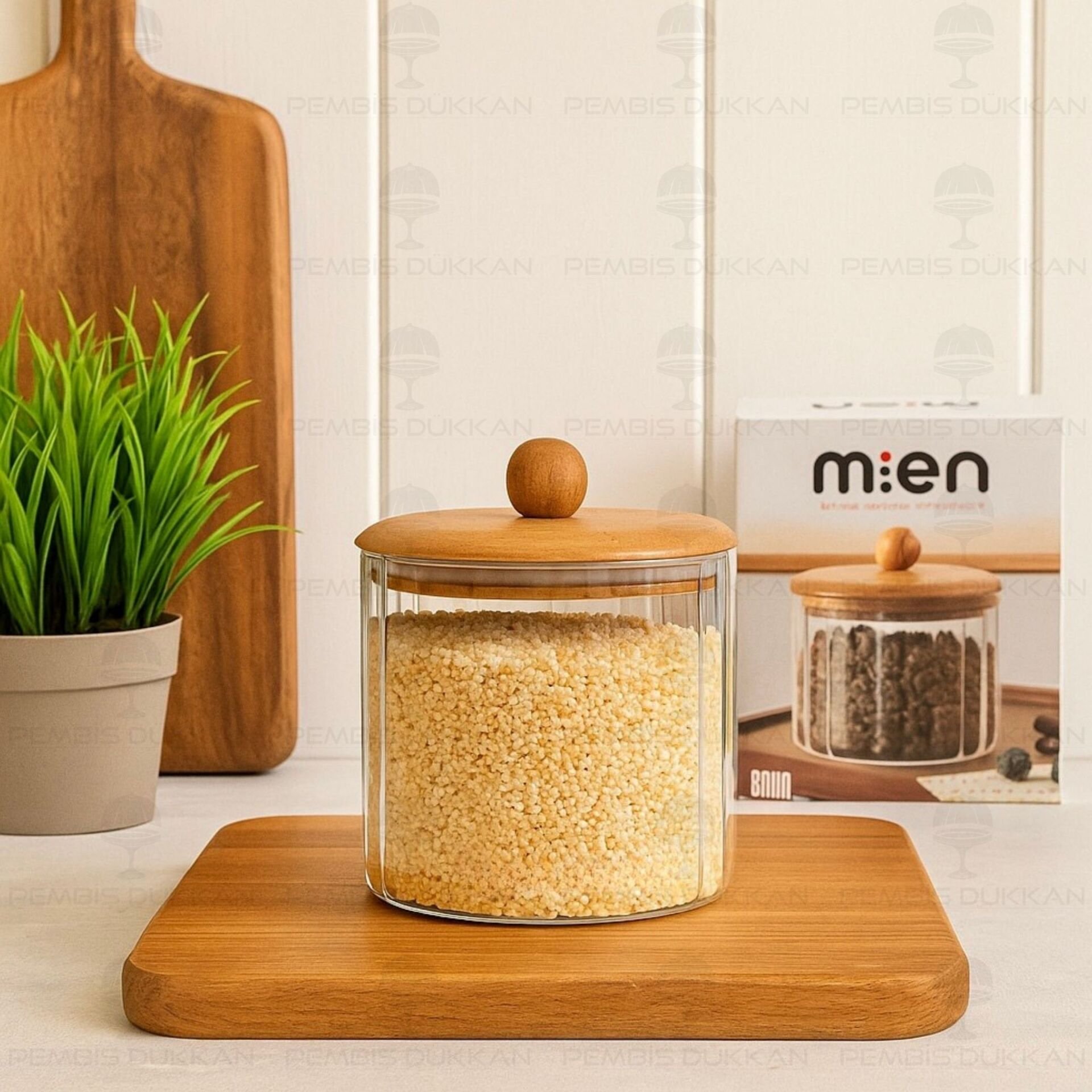 CAVO 750ML AKASYA KAPAKLI, TOP UÇLU ÇİZGİLİ KAVANOZ (BOR084)