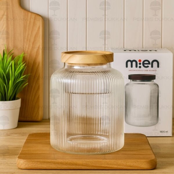 CURE 1800ML AKASYA KAPAKLI, SIK ÇİZGİLİ KAVANOZ (1S12)