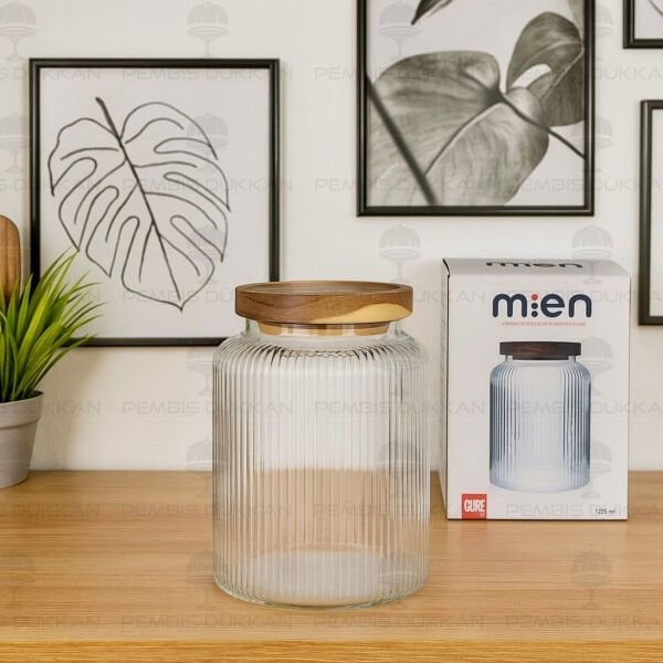 CURE 1200ML AKASYA KAPAKLI, SIK ÇİZGİLİ KAVANOZ (1S11)