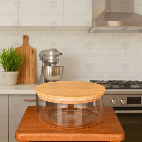 PİNO BAMBU KAPAKLI, BOROSİLİKAT CAM KASE (1J28)