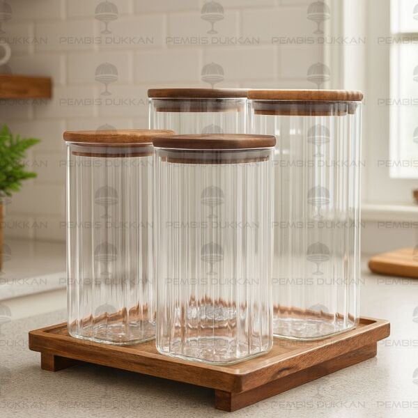 4LÜ VERA TEZGAH ÜSTÜ KAVANOZ KOMBİN SET (BOR064-065-8B70)