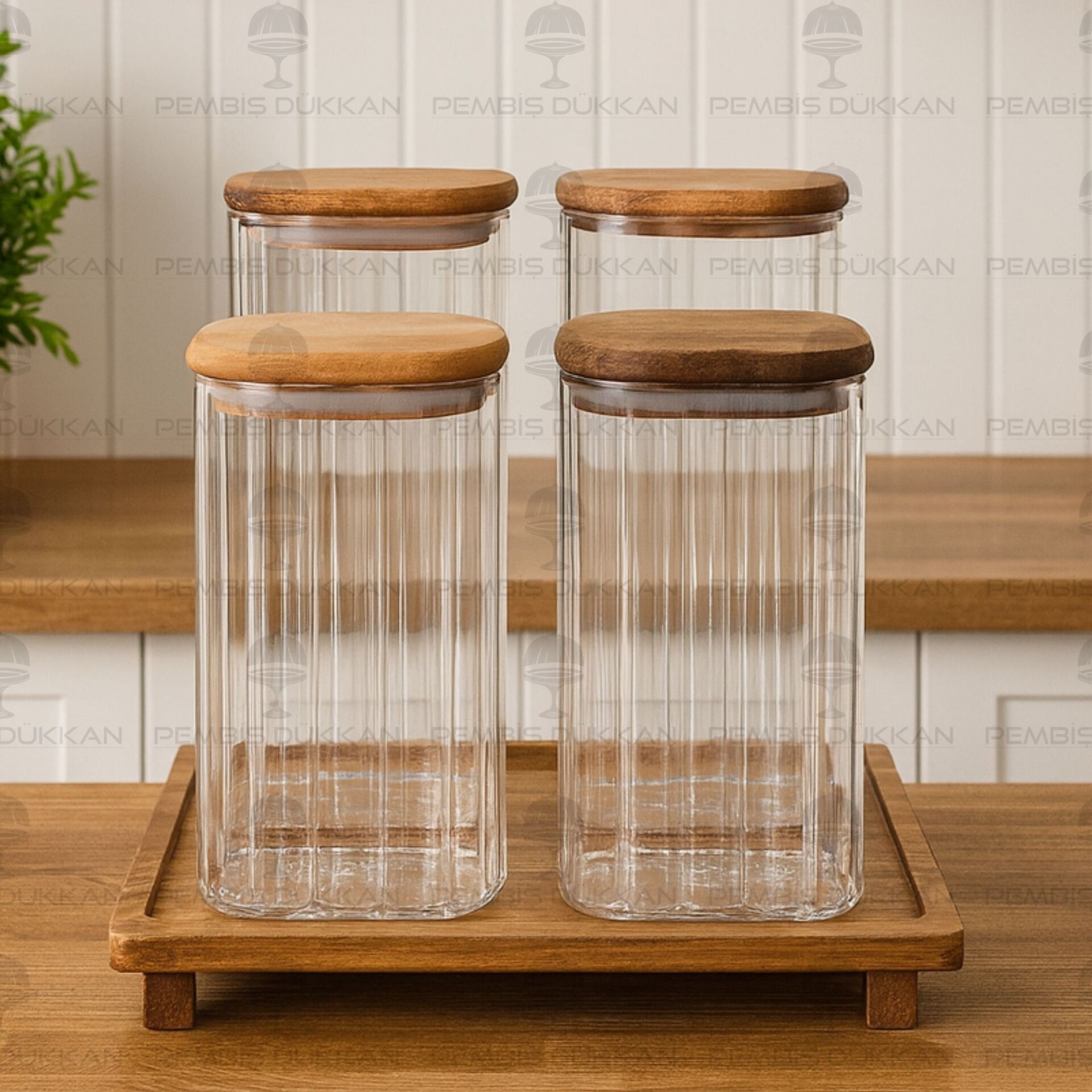 4LÜ VERA TEZGAH ÜSTÜ KAVANOZ KOMBİN SET (BOR064-065-8B70)