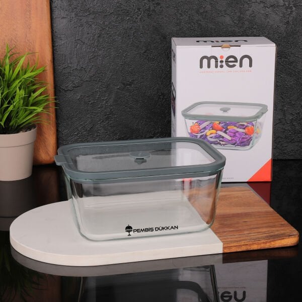 1 ADET MN SİLİKON VAKUM KAPAKLI CAM SAKLAMA KABI GRİ 1380ML (3H03G)