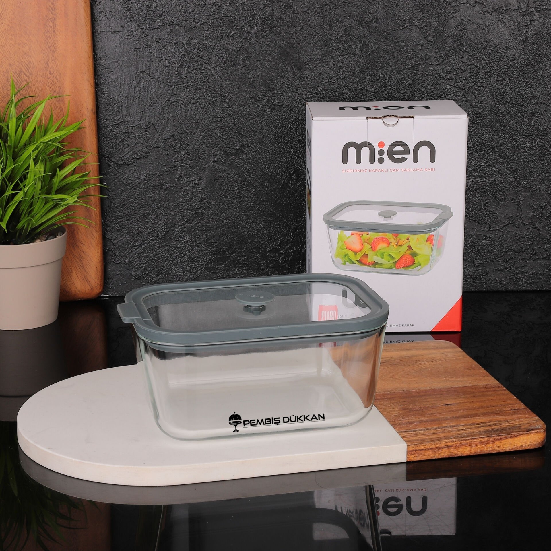 1 ADET MN SİLİKON VAKUM KAPAKLI CAM SAKLAMA KABI GRİ 800 ML (3H02G)