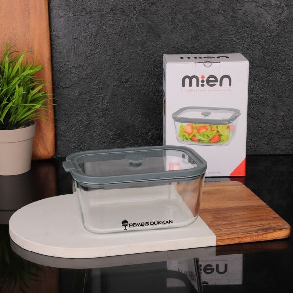 1 ADET MN SİLİKON VAKUM KAPAKLI CAM SAKLAMA KABI GRİ 800 ML (3H02G)