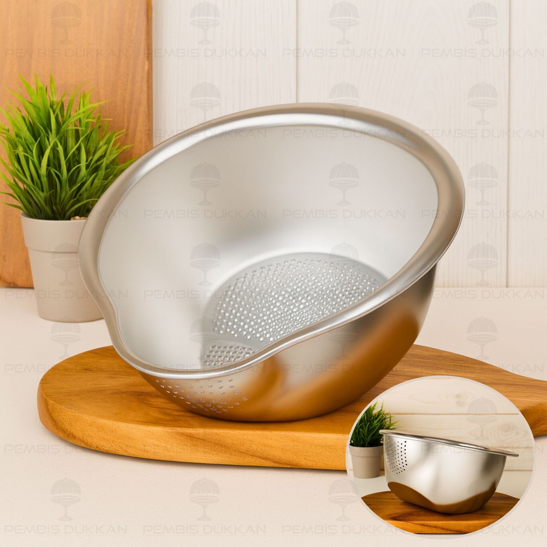 24CM ÇELİK EĞİMLİ PİRİNÇ SÜZGECİ (SZG404)