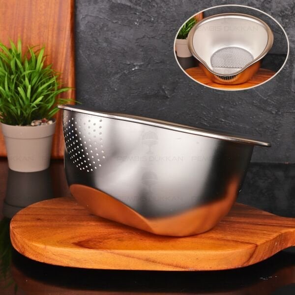 24CM ÇELİK EĞİMLİ PİRİNÇ SÜZGECİ (SZG404)