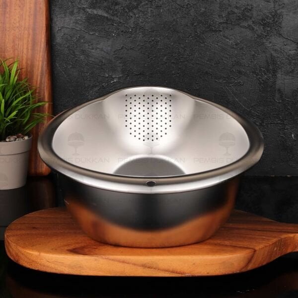 24CM ÇELİK EĞİMLİ PİRİNÇ SÜZGECİ (SZG404)