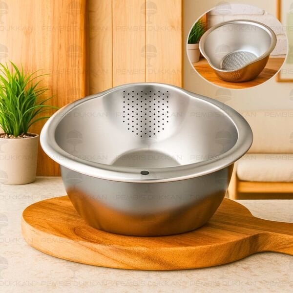 24CM ÇELİK EĞİMLİ PİRİNÇ SÜZGECİ (SZG404)