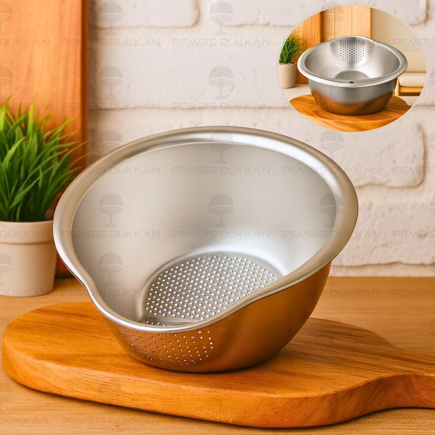 24CM ÇELİK EĞİMLİ PİRİNÇ SÜZGECİ (SZG404)