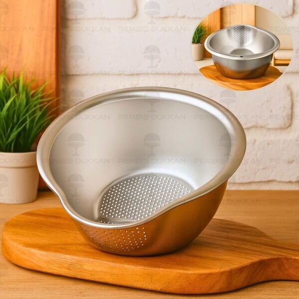 24CM ÇELİK EĞİMLİ PİRİNÇ SÜZGECİ (SZG404)