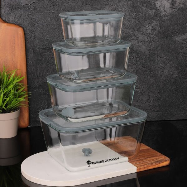 1 ADET MN SİLİKON VAKUM KAPAKLI CAM SAKLAMA KABI GRİ 800 ML (3H02G)