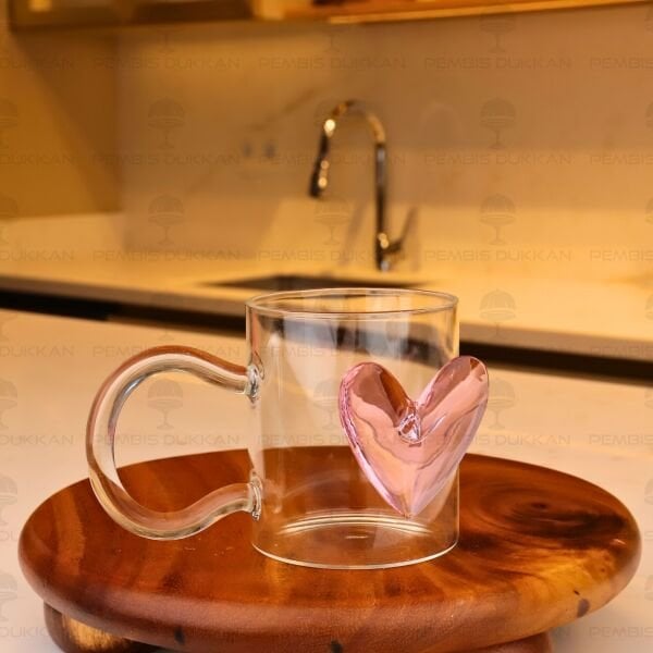 PEMBE KALPLİ, PİNTEREST CAM KUPA (1J45)
