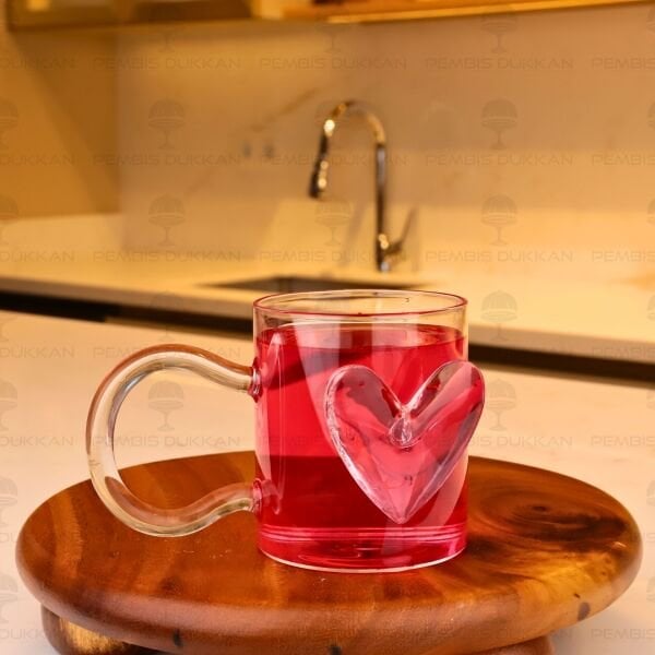 PEMBE KALPLİ, PİNTEREST CAM KUPA (1J45)