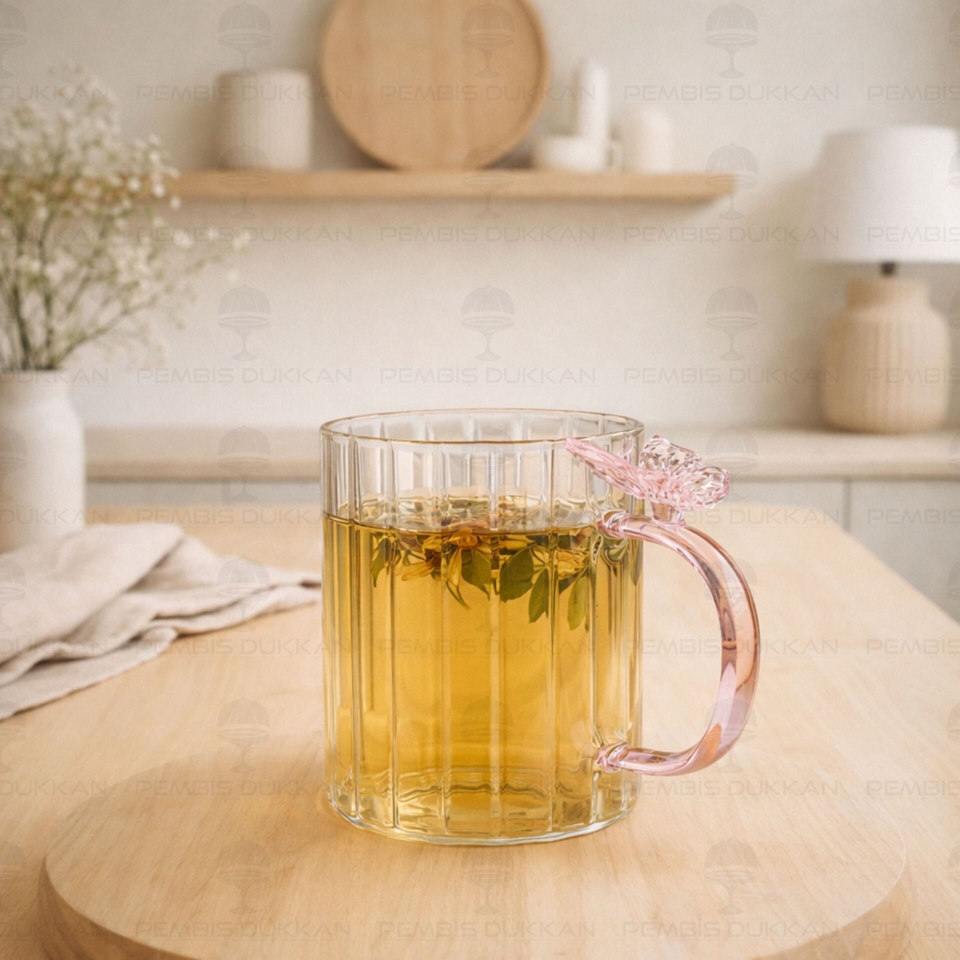 PEMBE KELEBEK, PİNTEREST CAM KUPA (1J44)