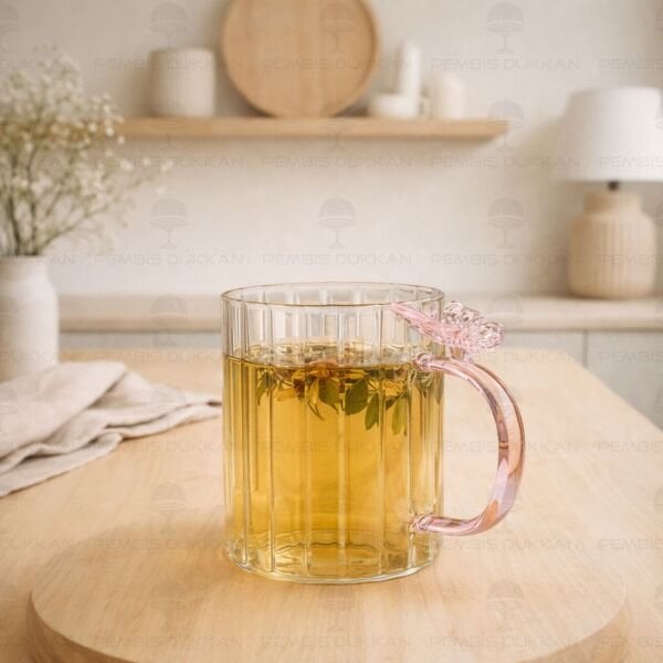 PEMBE KELEBEK, PİNTEREST CAM KUPA (1J44)