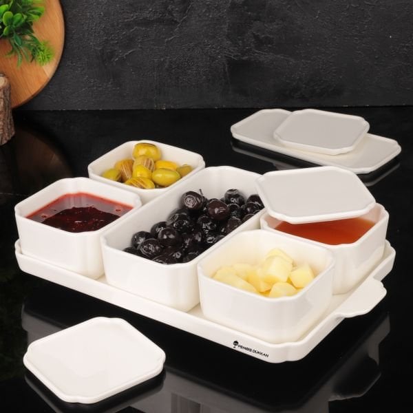 5'Lİ SERENA KAPAKLI PORSELEN KAHVALTILIK SET(LUCE)