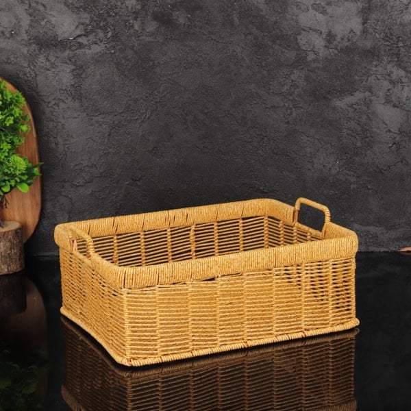 1 ADET MİEN DİKDÖRTGEN KULPLU RATTAN SEPET(BOY SEÇİNİZ)