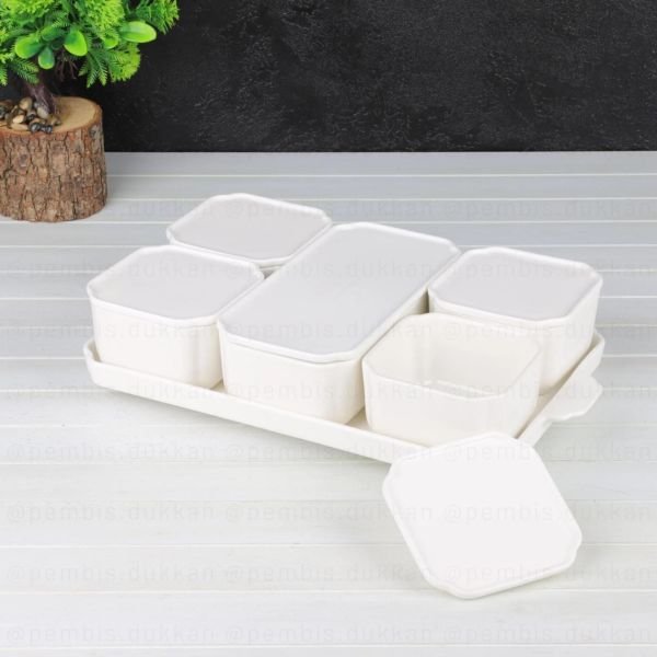5'Lİ SERENA KAPAKLI PORSELEN KAHVALTILIK SET(LUCE)