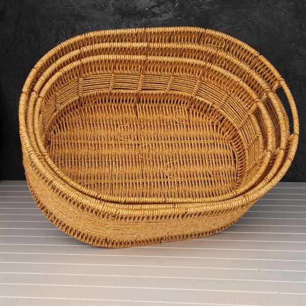 1 ADET MİEN OVAL RATTAN SEPET(BOY SEÇİNİZ)