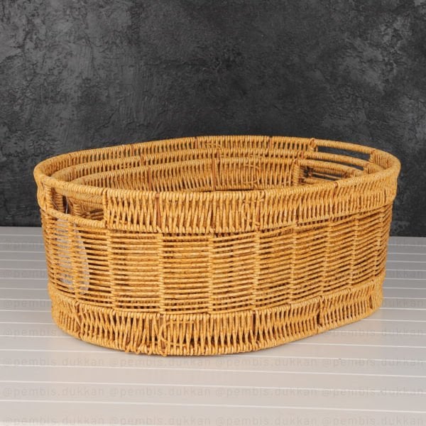 1 ADET MİEN OVAL RATTAN SEPET(BOY SEÇİNİZ)